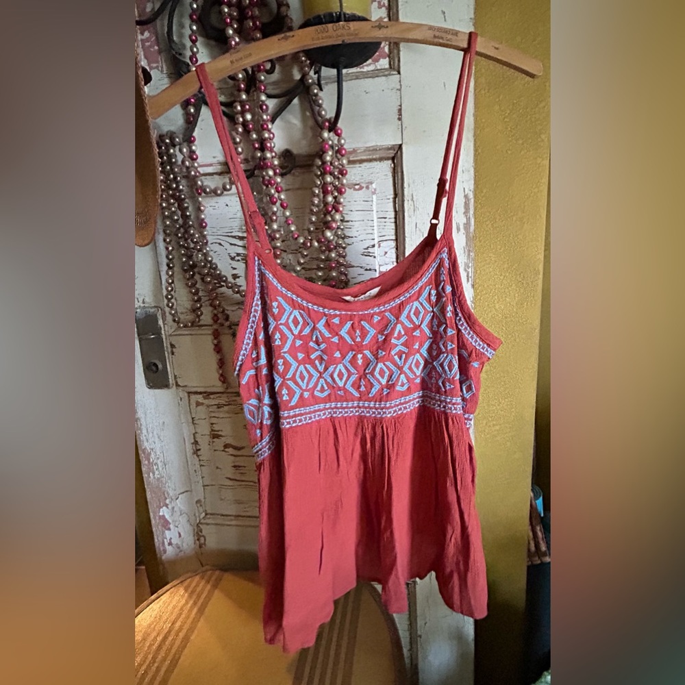 Sim & Sam rust with blue stitching Size XL tank with adjustable straps NWT